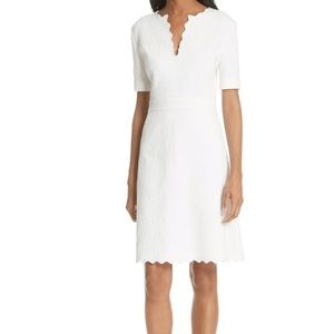 Tory Burch short sleeve fit flare dress white 12